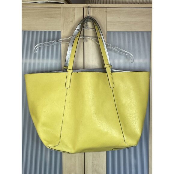 Zara Women's Tote Bag Leather Yellow Large Boho Office Travel - Picture 2 of 9